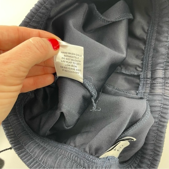 The Greii Navy Blue Straight Leg Drawstring Satin Trim Athleisure Sweatpants - Picture 11 of 11